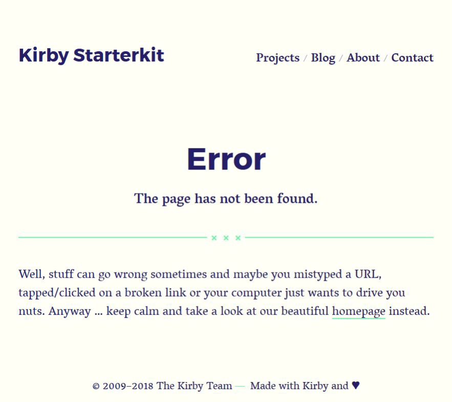 Kirby Error-Seite