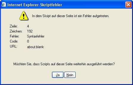 Internet Explorer-Skriptfehler